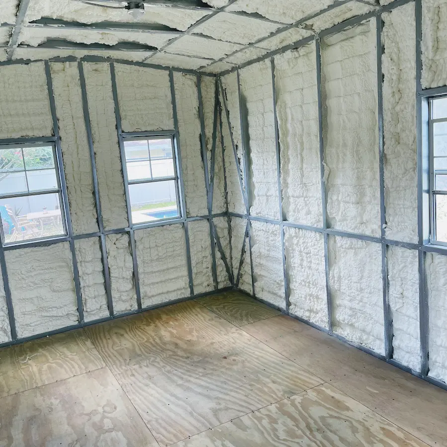 Closed-cell spray foam insulation applied to wall cavities in a residential project in Union Gap